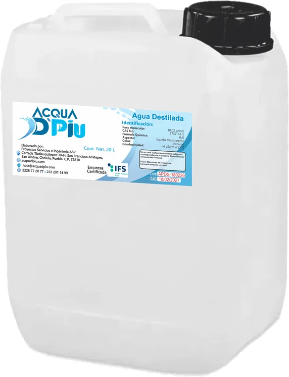 Porrón de 20 litros de Agua Destilada Acqua DPiu